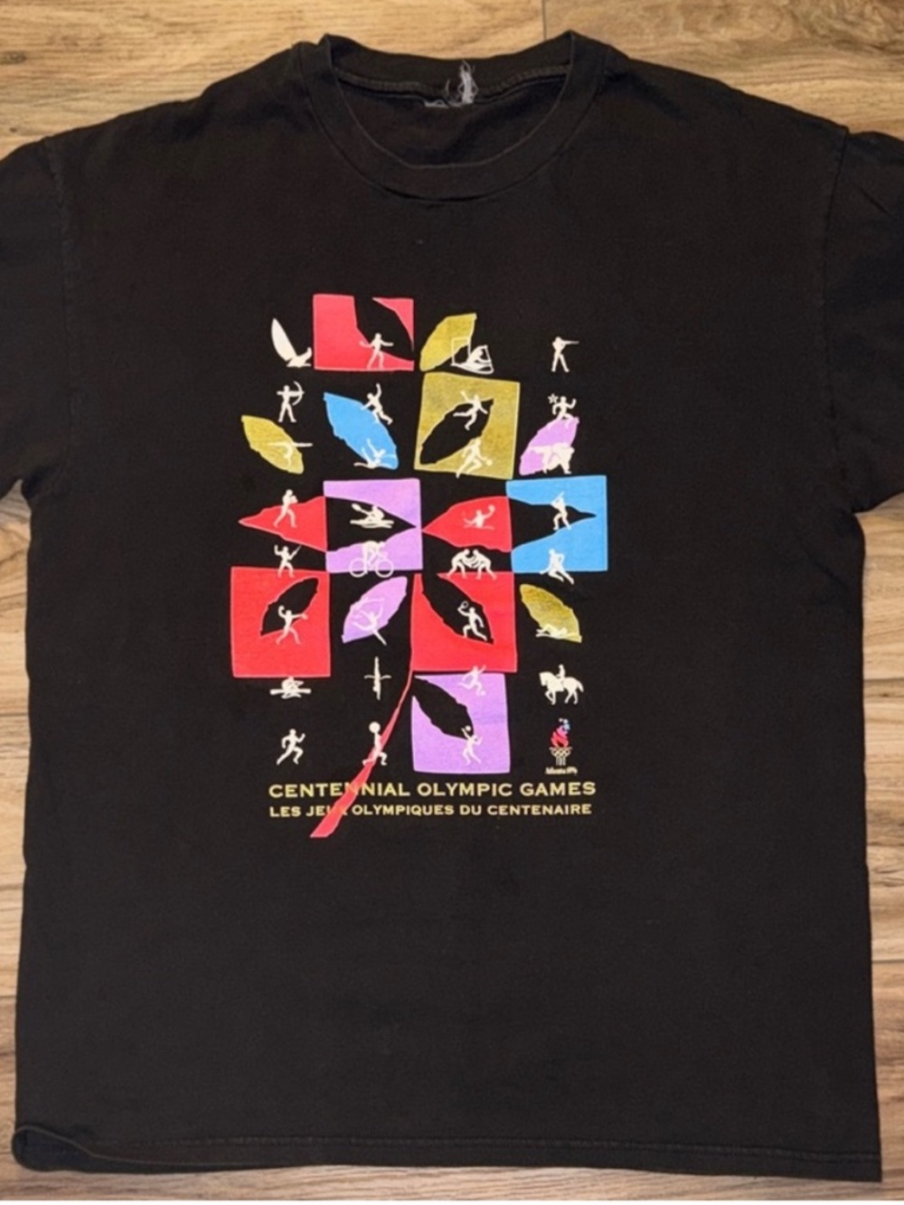 Vintage 1996 Atlanta Olympics Centennial Games Graphic Tee Black L 90s
